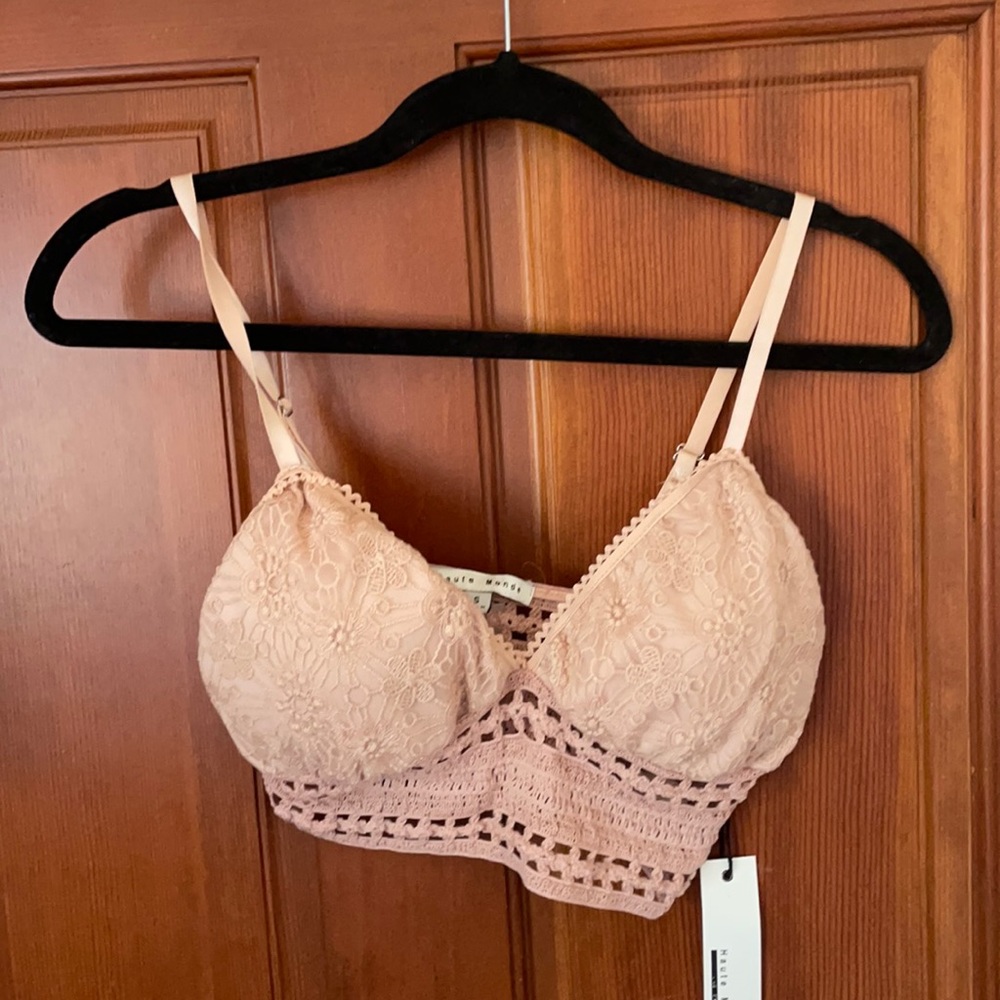 pink flowery bralette